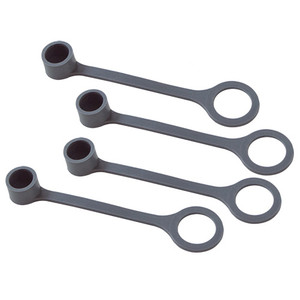 A photograph of four 09983 Pyro-Chem style rubber blow off caps for R-102 kitchen systems, available in a package of 12.