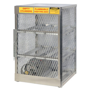 A photograph of an aluminum 26051 6-cylinder horizontal LPG cylinder locker.