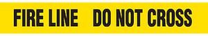 A photograph of a 05302-1 barricade tape, fire line do not cross, 2.0 mil, 1000 feet/roll.