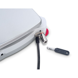 Photograph of Ohaus Anti-Theft Security Device for Devices w/ Integrated Security Slots attached to a device.