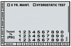 A drawing of a single 09249 hydrostatic test label.
