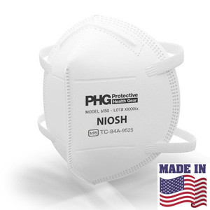 Front diagonal view of an opened 6150 respirator mask.