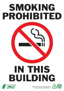 Zing No Smoking Signs w/Image, 14