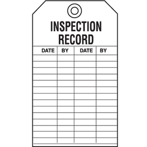 A photograph of a 04033 inspection record tags, with 5 per package.