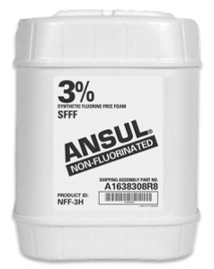 A photograph of an ANSUL® NFF-3H 3% Non-Fluorinated Foam Concentrate (SFFF), 5 gallon (19 liter) pail 