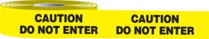 Photograph of roll of Tough-Mark™ Cold High Performance Marking Tapes in black and yellow, reading "Caution Do Not Enter".