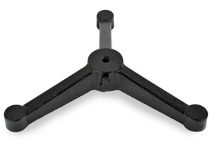 Photograph of a cast iron tripod support stand base.