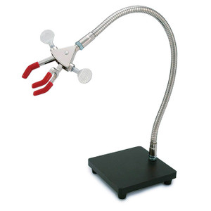 Photograph of 3-pronged clamp of Ultra Flex Support System with metal base plate.