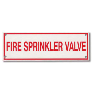 Photograph of the Fire Sprinkler Valve Aluminum Sprinkler Identification Sign.