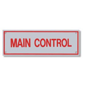 Photograph of the Main Control Aluminum Sprinkler Identification Sign.
