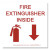 Photograph of the Fire Extinguisher Inside Label w/ Graphic and downward pointing arrow.