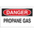 Drawing of red, black, and white danger propane gas sign.