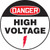 An image of a Slip-Gard™ Floor Sign.  It has "Danger" in white lettering on a red and black background at the top of the sign. Below that, the words "HIGH VOLTAGE" in bold black letters with the High Voltage symbol in red.