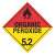 A red and yellow photograph of a 03113 class 5.2 dot hazardous material placards, reading organic peroxide with graphic.