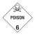 A white and black photograph of a 03116 class 6.1 dot hazardous material placards, reading poison with graphic.