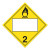 A yellow and white photograph of a 03143 4 digit blank class 2 dot placards, with oxidizing gases graphic.