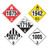 A photograph of five 03300 preprinted 4 digit dot placards, 100/pkg.