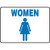A photograph of a 03466 blue on white women restroom signs with graphic, in landscape mode.