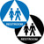 An image of two California Title 24 ADA Gender Neutral Rest Room Sign, one with a blue background and the other with a black background. 