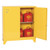 A photograph of a yellow tower 02006 eagle flammable liquid safety cabinets, with 30 gallon capacity and one door open.