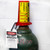 A photograph of a red 07002 zing recyclockout™ gas cylinder lockout device with 3.5" diameter installed and locked on gas cylinder.