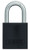 A photograph of a black 07024 abus aluminum padlock for lockout-tagout, with 1.5" shackle.