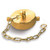 A photograph of a 09200 1.5" brass cap with chain and pin lug design.