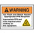 A drawing of an orange and white 07300 ansi arc flash label with arc flash icon.