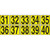 An image of sequential number markers 31 through 40 showing one set of black characters on yellow.