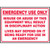 A photograph of a red and white 09383 emergency use only fire extinguisher and equipment decals, with 5 per package.