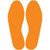 A photograph of a pair of orange 06438 durable floor marking footprints.