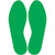 A photograph of a pair of green 06438 durable floor marking footprints.
