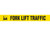 Picture of Printed Warning Floor Tape reading "Fork Lift Traffic" in black lettering on yellow background. 
