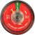 A  photograph of front of a red 09834 K-class (kitchen) extinguisher bourdon gauge.