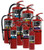 A group photo of various assorted Ansul Sentry dry chemical extinguishers.