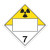 A photograph of a 03150 4 digit blank dot placards, class 7 radioactive materials.