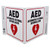 Picture of the AED Automated External Defibrillator Wall-Projecting V-Sign w/ Heart Icon.