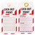 A photograph of front and back of a 07284 Zing Eco lock-out point tags with grommets and red and white striping, with 10 per package.