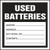 A photograph of a black and white 12326 hazardous waste label, reading used batteries.