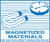 A photograph of a blue and white 12334 hazardous material shipping label, reading magnetized materials with illustration.