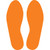 A photograph of a 06436 slip-gard™ vinyl floor marking footprints in solid orange.