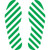 A photograph of a 06436 slip-gard™ vinyl floor marking footprints in dashed green-white.