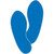 A photograph of a 06434 floor marking vinyl footprints in blue. 