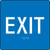 A photograph of a blue 03504-BU-0606 ADA braille tactile sign reading exit.