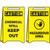 A drawing of front and back of a yellow 40004 reversible caution chemical spill keep out and hazardous area, fold-ups® freestanding sign.