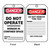 A photograph of front and back of a 08507 danger, do not operate, worker in confined space tags.