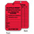 A photograph of a red 12265 incomplete scaffold, scaffold permit tag.