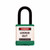 A photograph of a green 07025 zing 700 solid aluminum, plastic-encased safety padlock, with 1.5" shackle. 