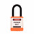 A photograph of an orange 07025 Zing 700 solid aluminum, plastic-encased safety padlocks, with 1.5" shackle. 