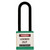 A photograph of a green 07025 Zing 700 solid aluminum, plastic-encased safety padlock, with 3" shackle. 